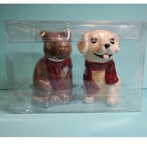 Cat and Dog Ceramic Salt and Pepper Shakers